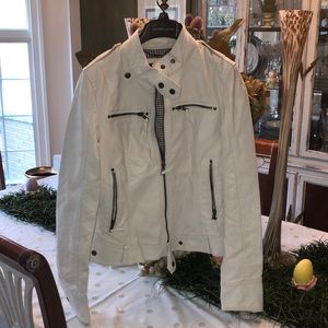 Black River white leather jacket